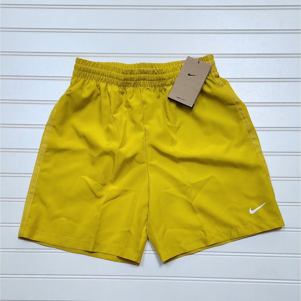 NWT Nike Kids Dri-Fit Multi Woven Shorts Size M Bright Citron/White